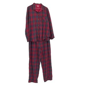 Victoria's Secret Women Flannel Pajama Set Pink purple Plaid Size large. Cotton